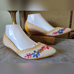 Poetic License Cream Flats with Floral Embroidery